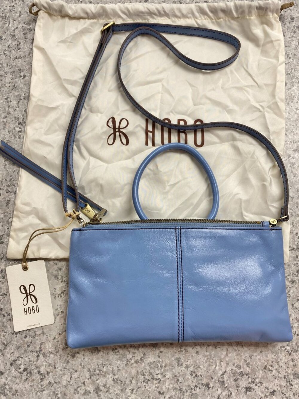 HOBO Sable Crossbody Purse in Faded Denim
